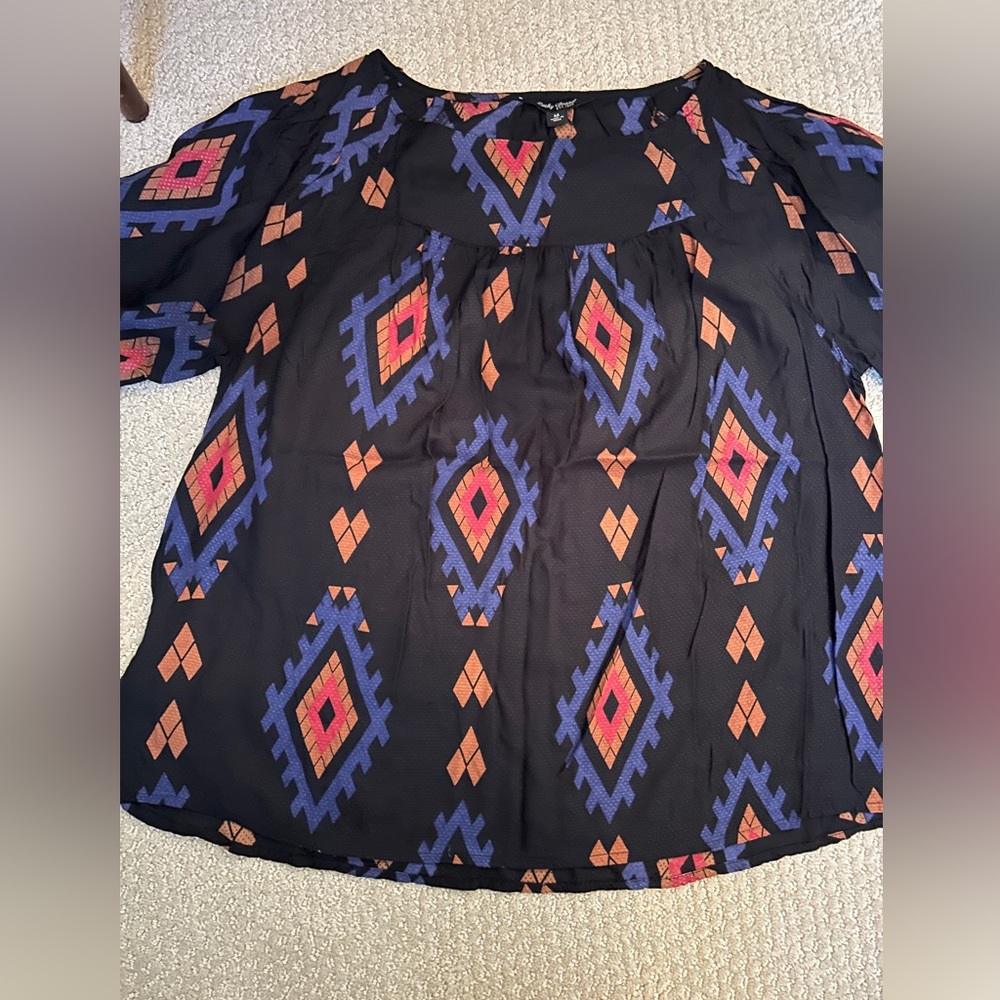Lucky Brand Colorful Geometric Blouse